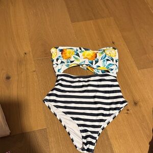 Cupshe Floral and Striped One Piece Swimsuit